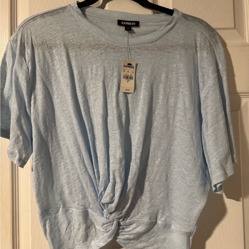 Express Sky Blue Knotted Women's Tee
